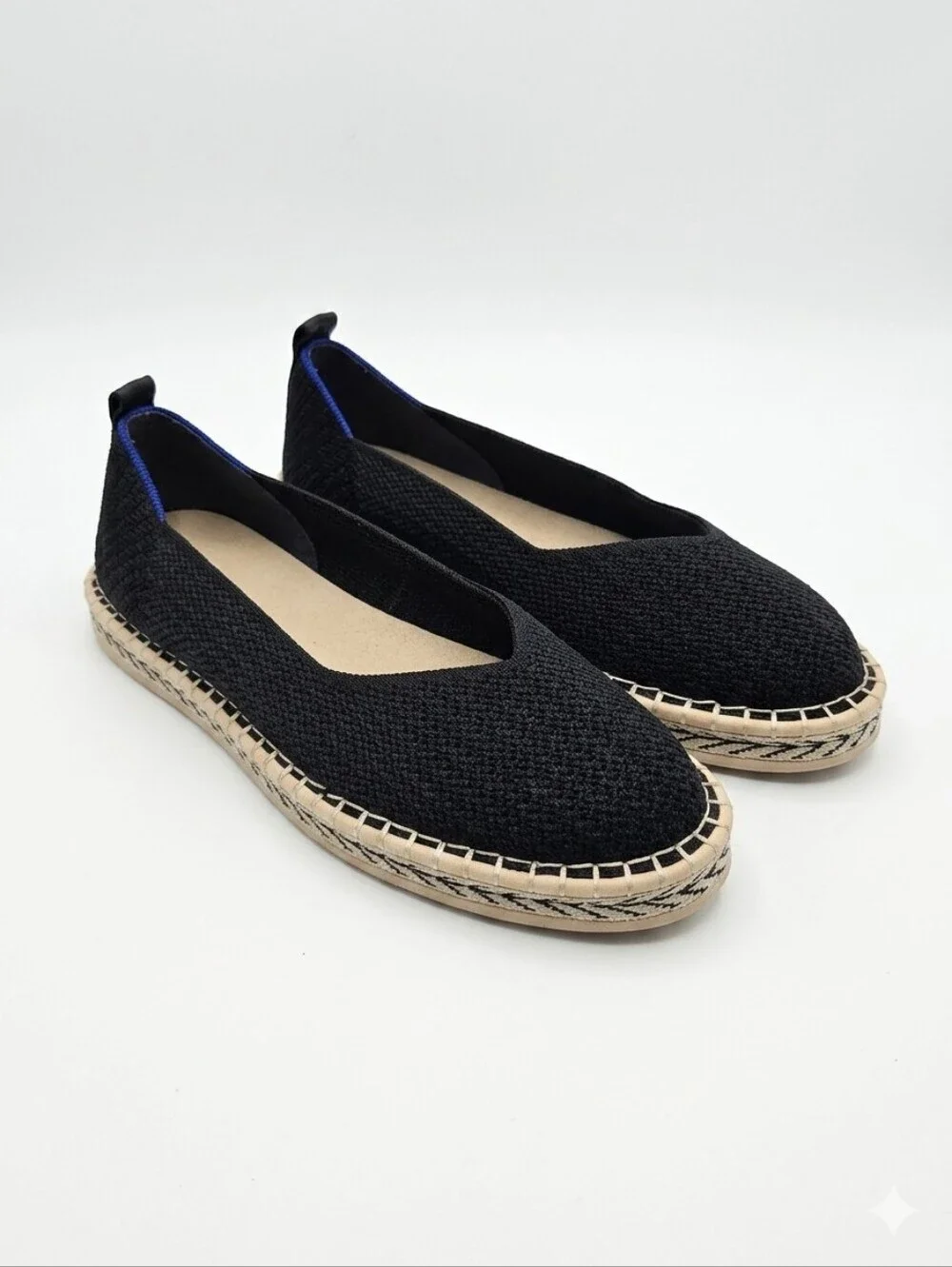 Rothy’s Women’s Boardwalk Espadrille Flats Black Knit Size 11.5